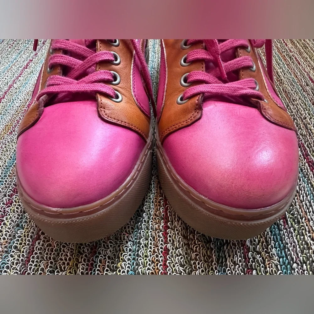 SOLD!! Fluevog  LoPro Fakie pink/orange swirl leather sneaker-M9/W11 (fits LG) - Picture 12 of 16